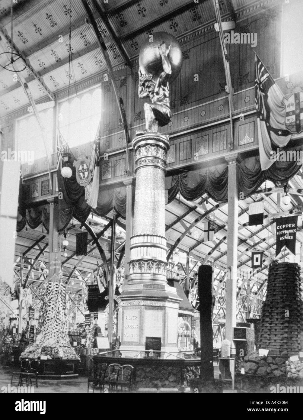 New South Wales Room of Minerals and Rocks, Centennial International Exhibition, Australia, 1888. Artist: O'Shamessy Stock Photo