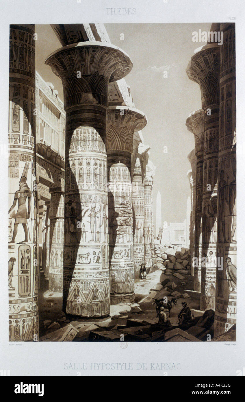 'Hypostyle Hall, Thebes, Karnak', Egypt, 1841. Artist: Himely Stock Photo