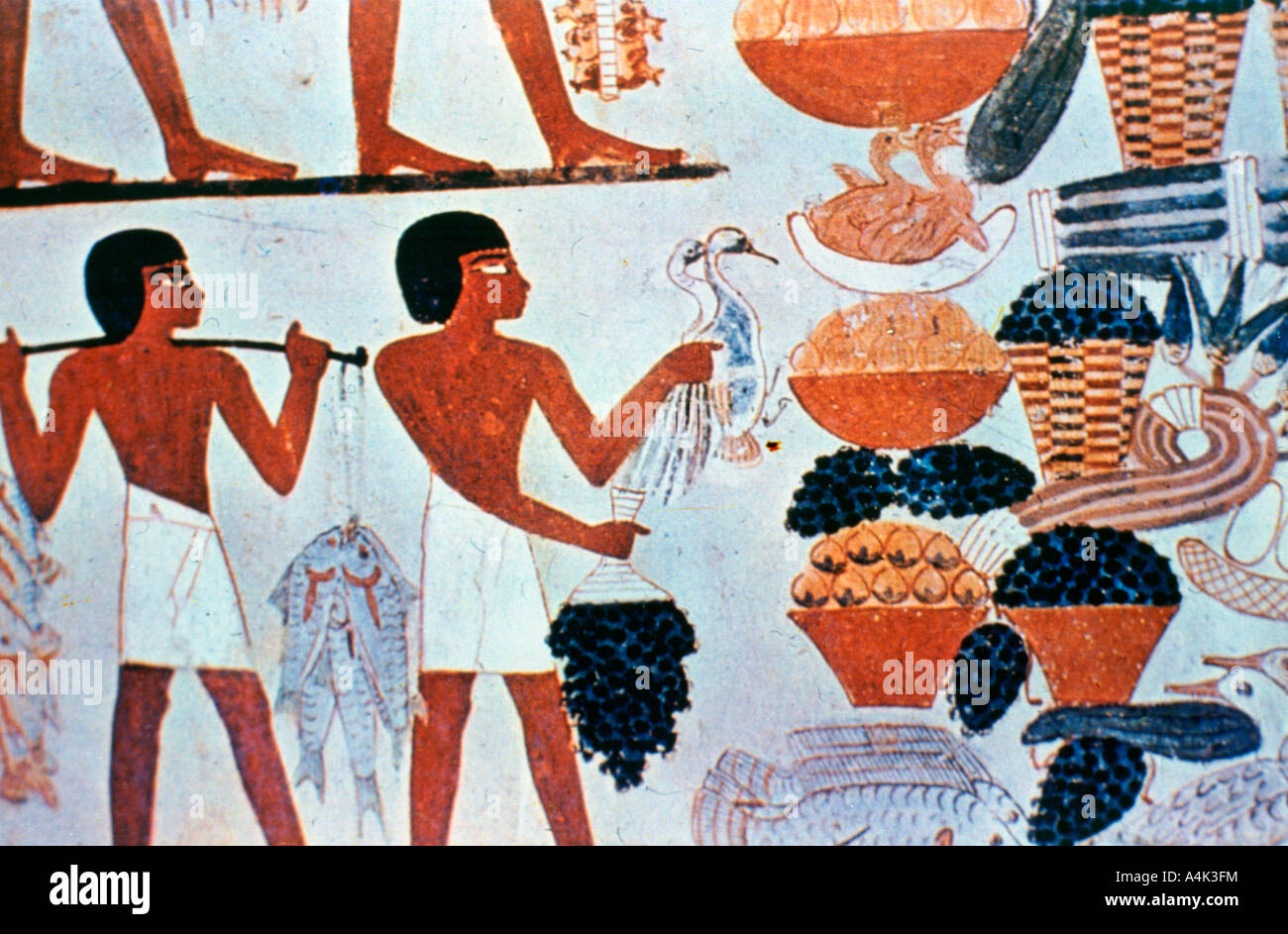 Ancient Egyptian wall paintings in a tomb at Thebes, Egypt. Artist: Unknown Stock Photo