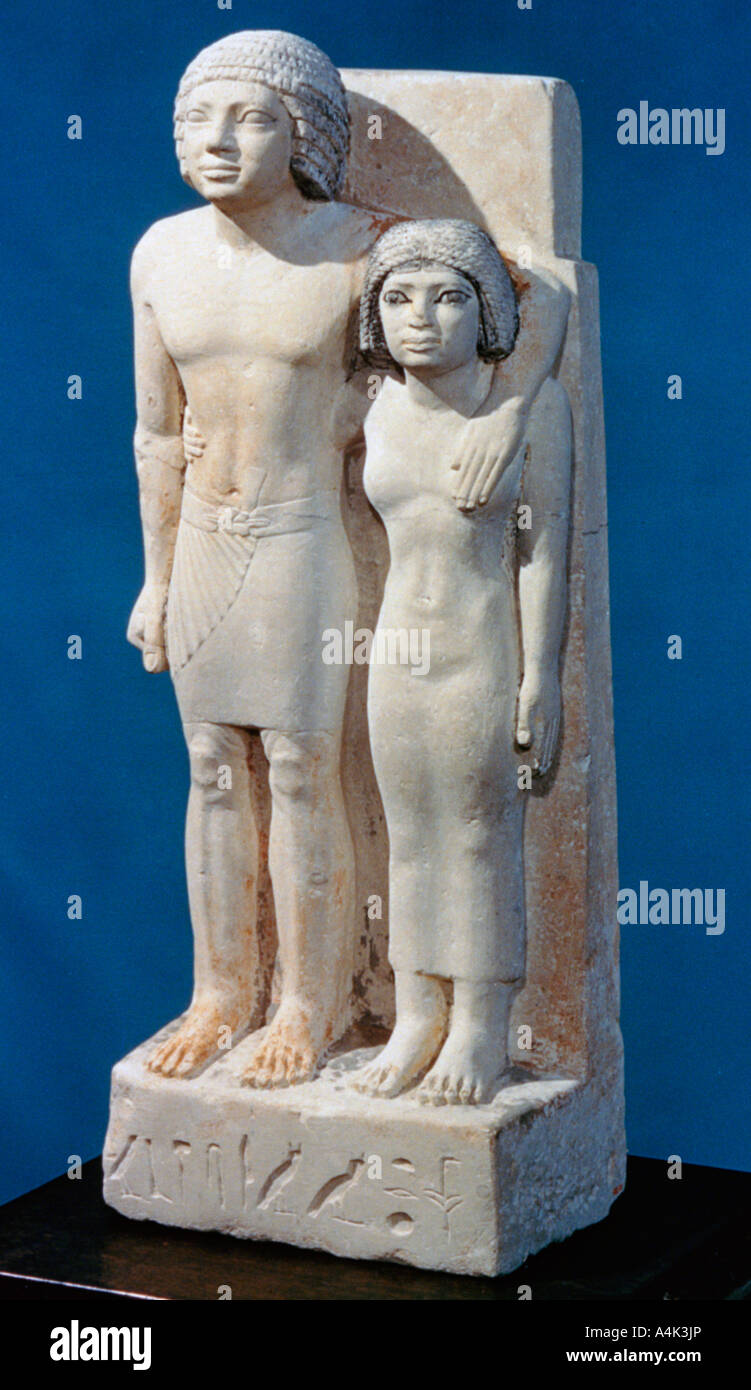 Statue of Memi and Sabu, 26th-25th century BC. Artist: Unknown Stock Photo
