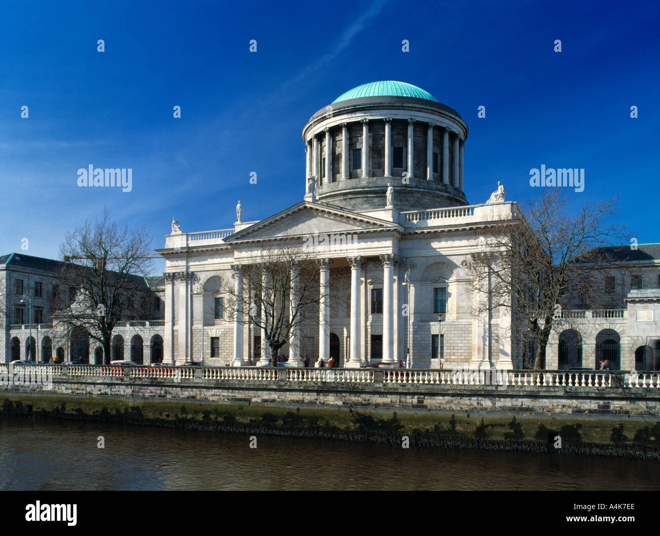 the Four Courts the premier Irish law courts on banks of the Liffey river - Dublin, Ireland Stock Photo