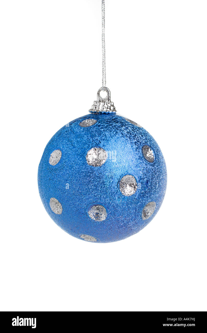 Single blue Christmas ball isolated on a white background Stock Photo ...