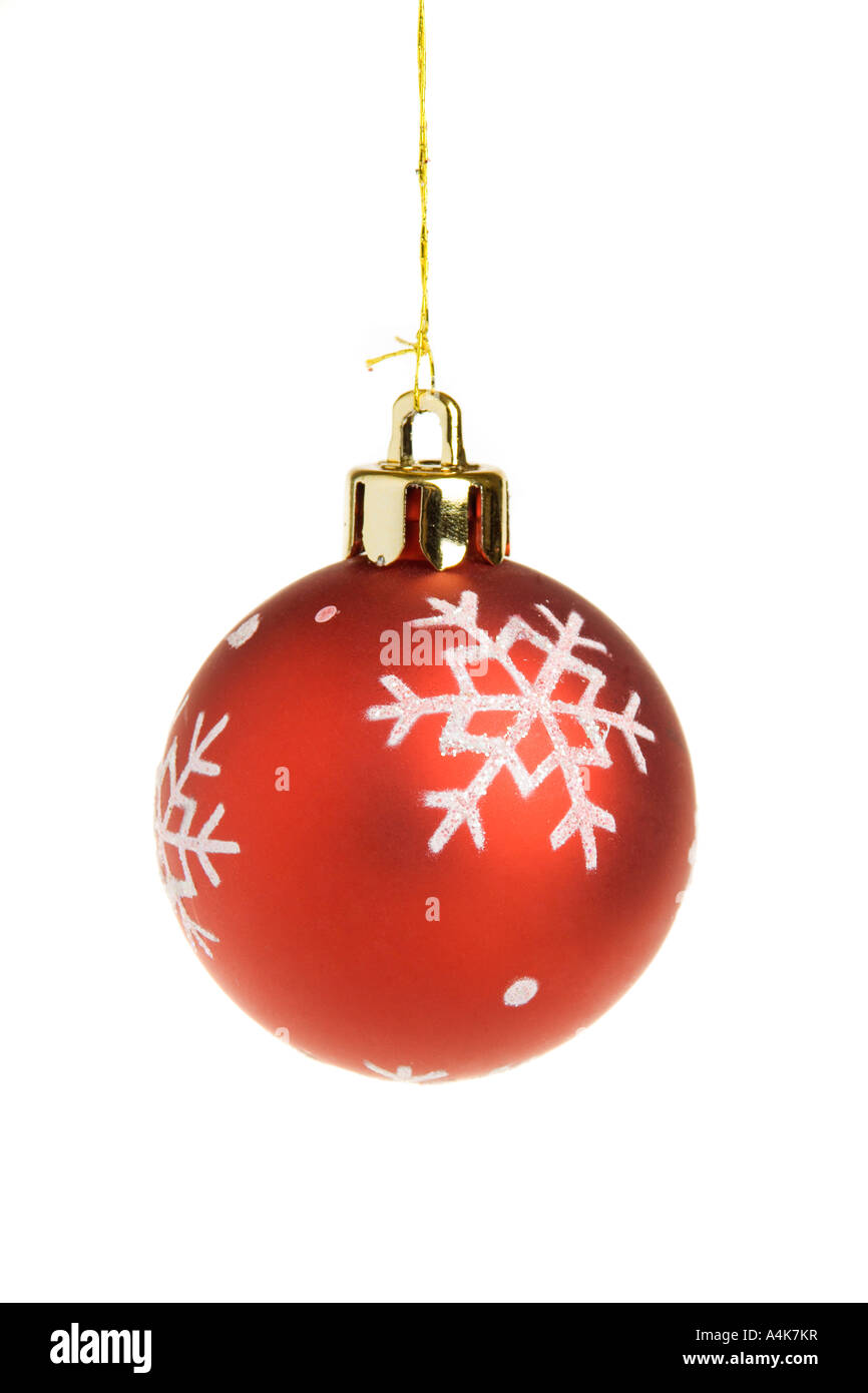 Single red Christmas ball isolated on a white background Stock Photo ...