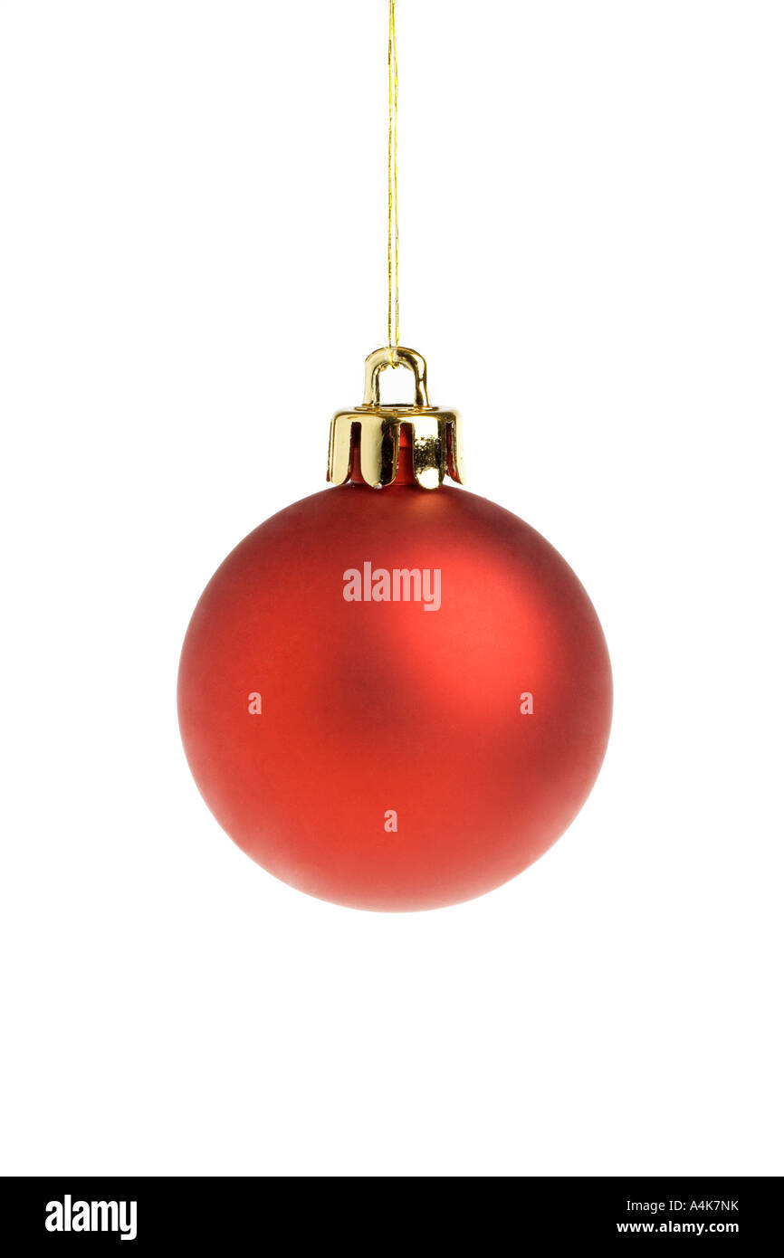 Single red Christmas ball isolated on a white background Stock Photo ...