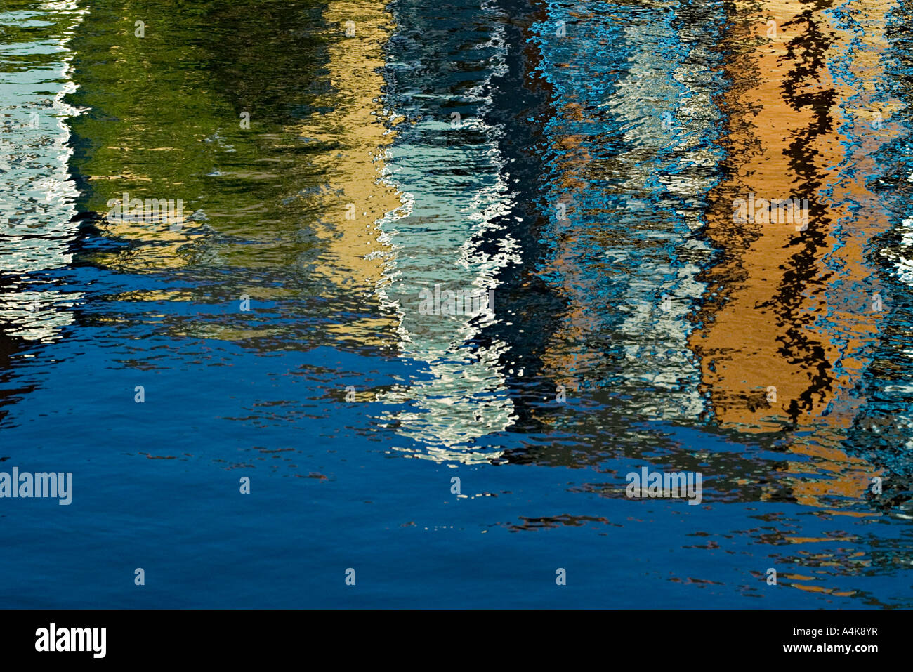 Abstract boat reflections in Swansea harbour Stock Photo - Alamy
