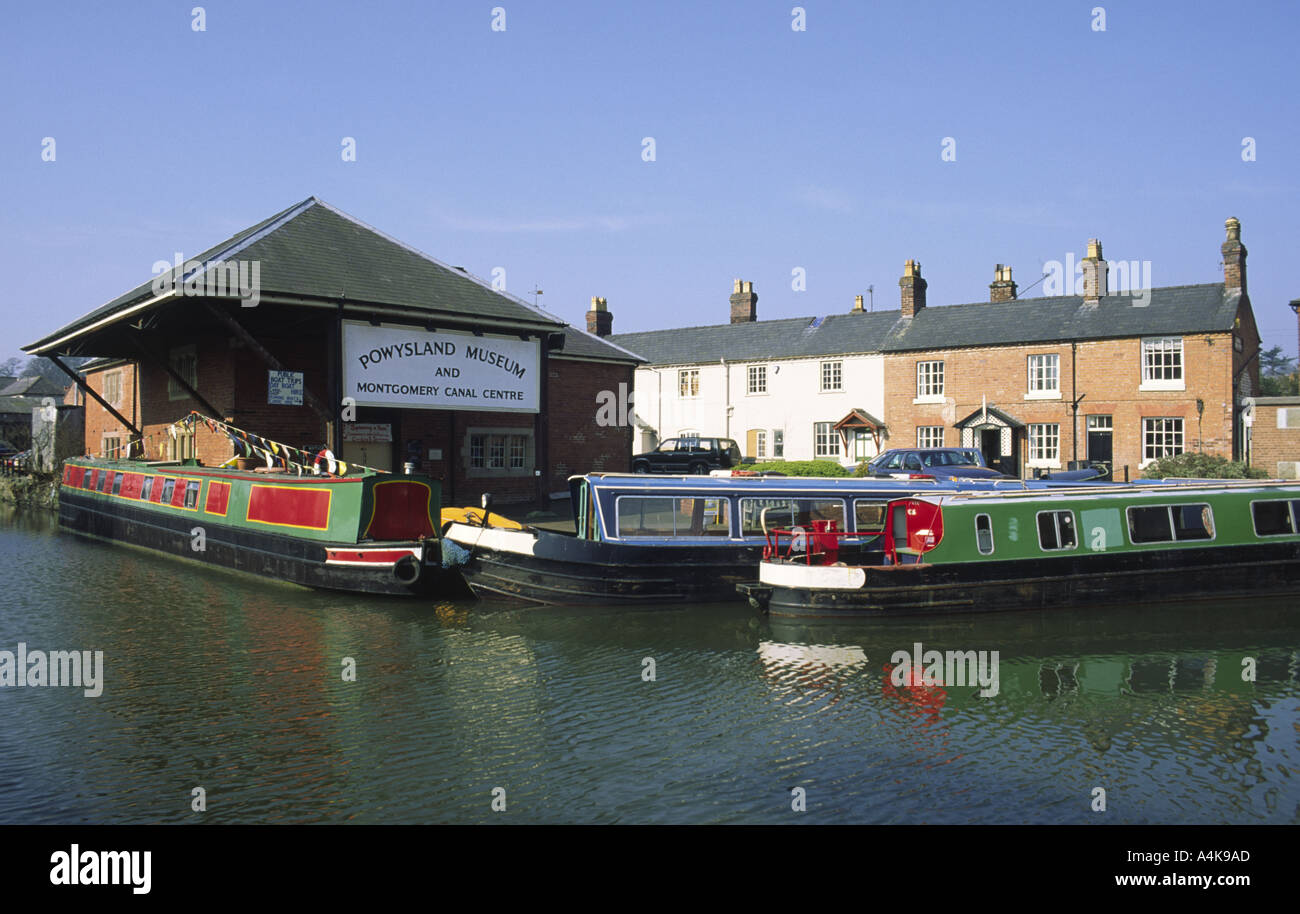 Montgomery Canal and narrowboats Powysland Museum Welshpool Wales UK