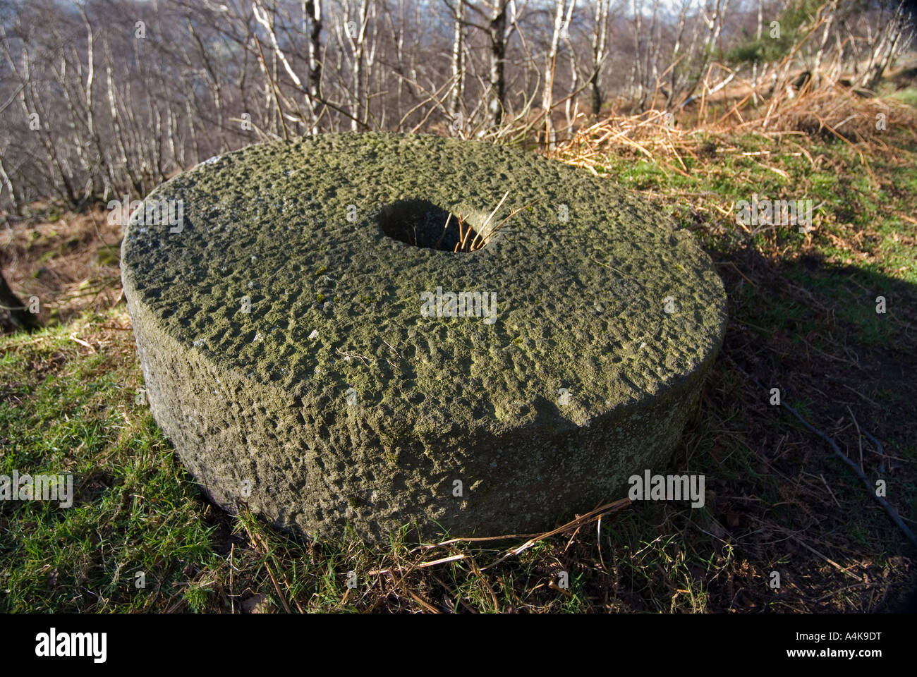 Abandoned grit millstones at Bole Hill Quarry Stock Photo Alamy