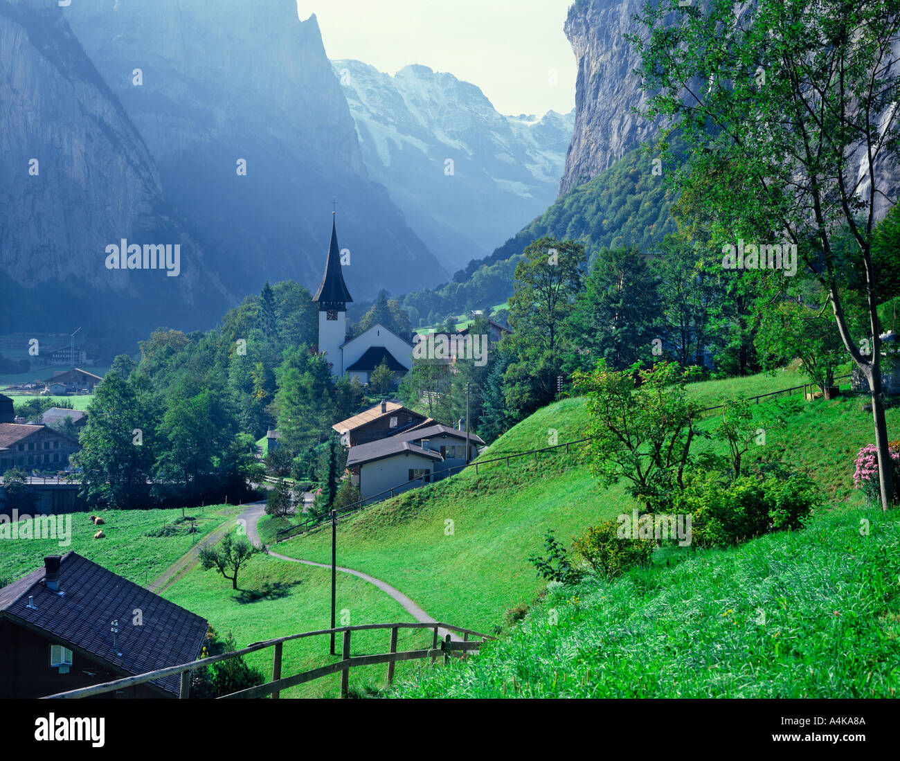 Alpine village Lauterbrunnen Switzerland Stock Photo Alamy