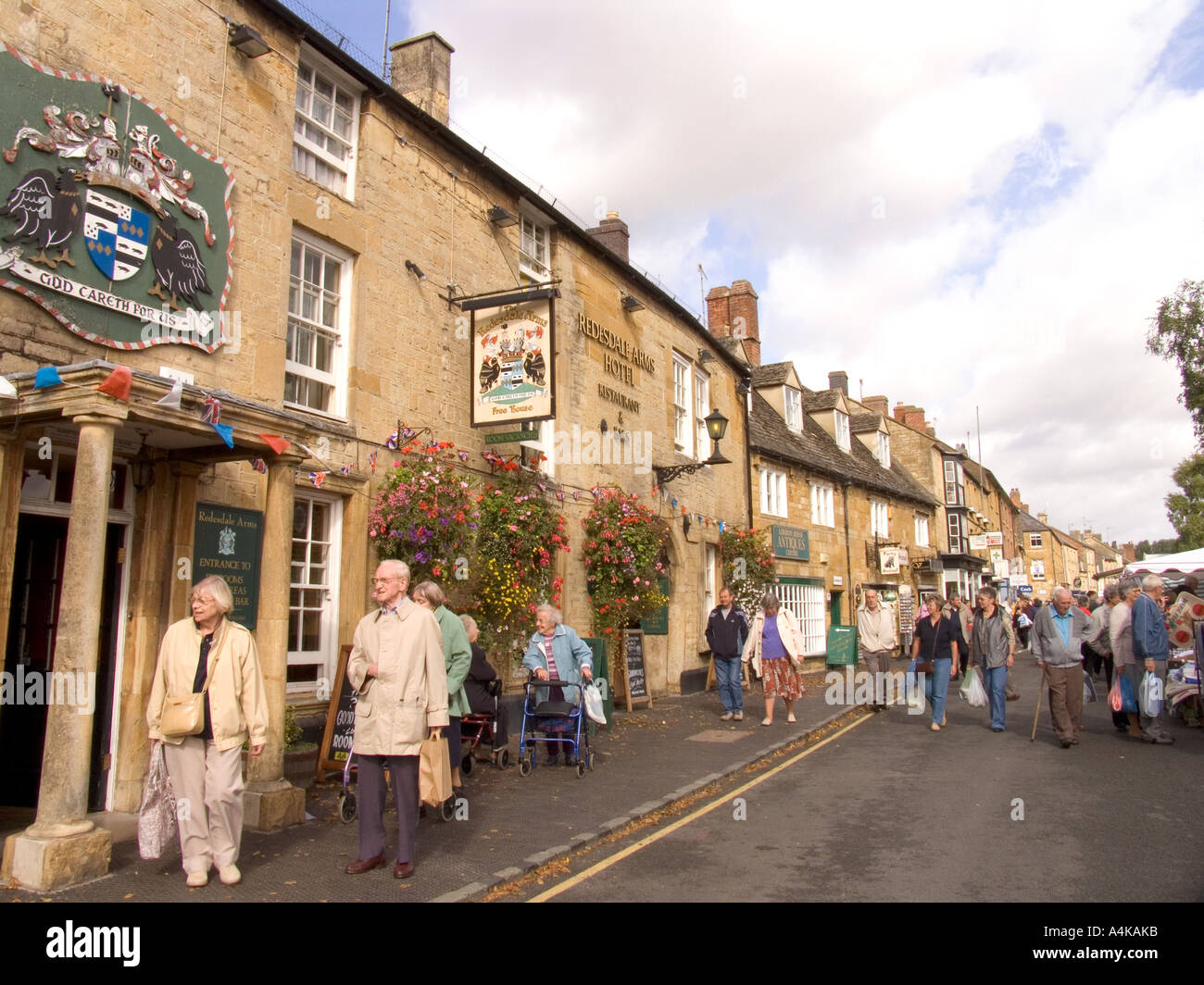 Gloucestershire Cotswolds Moreton in Marsh High Street on market day