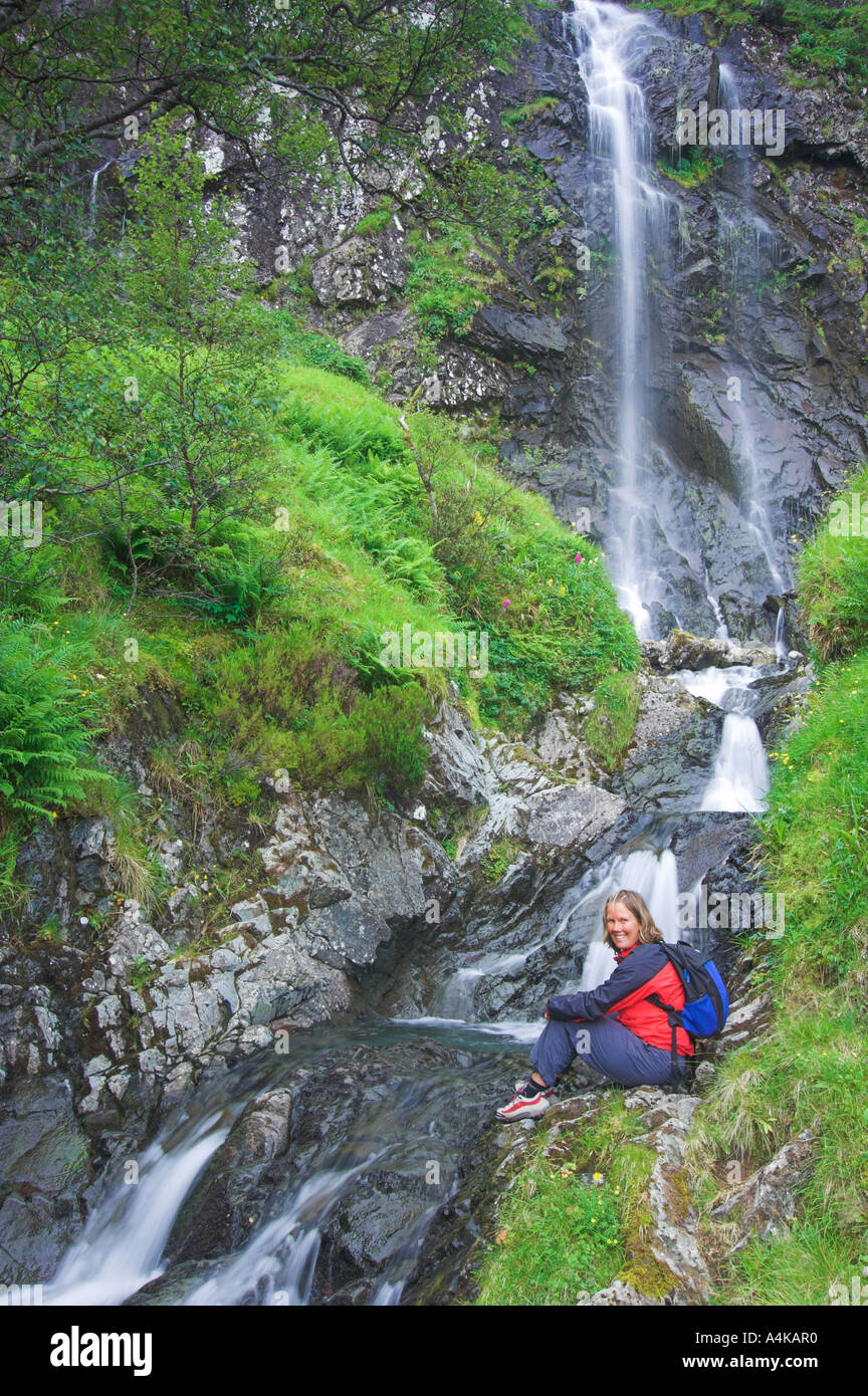 Hiker by a waterfall uk hi-res stock photography and images - Alamy