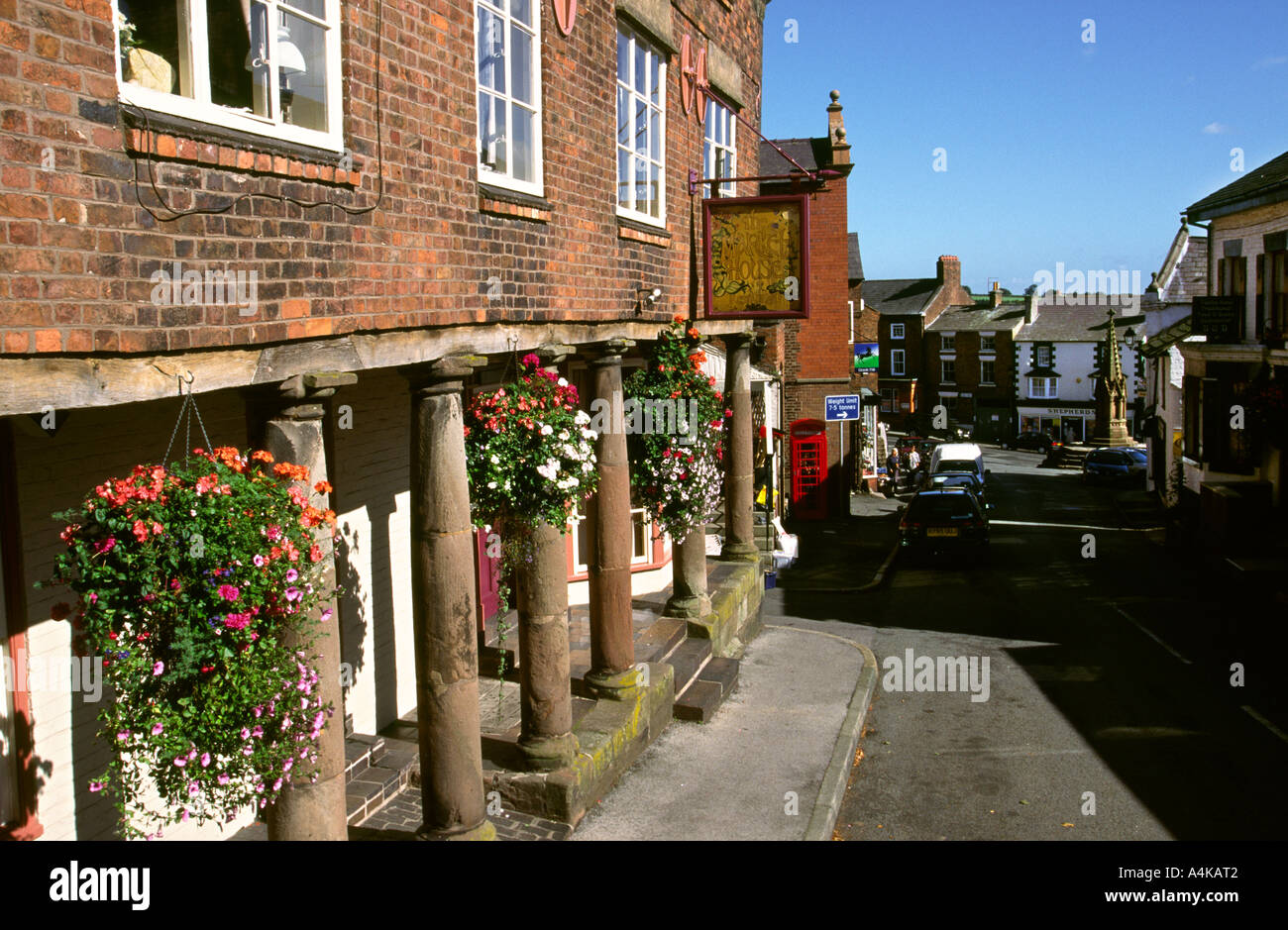 Cheshire Malpas village from old Market House Stock Photo