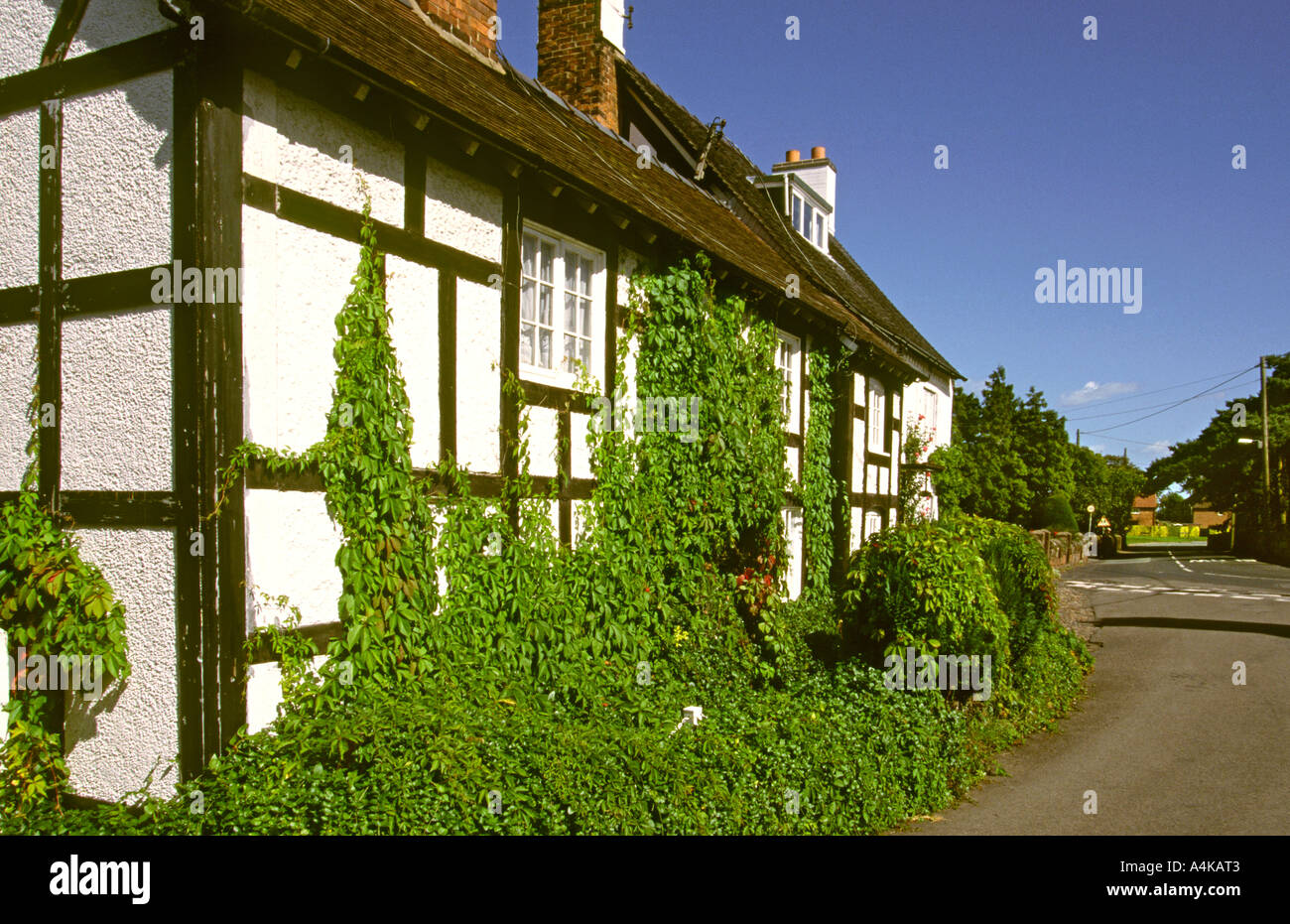 Cheshire Bunbury Village old timber framed houses Stock Photo Alamy