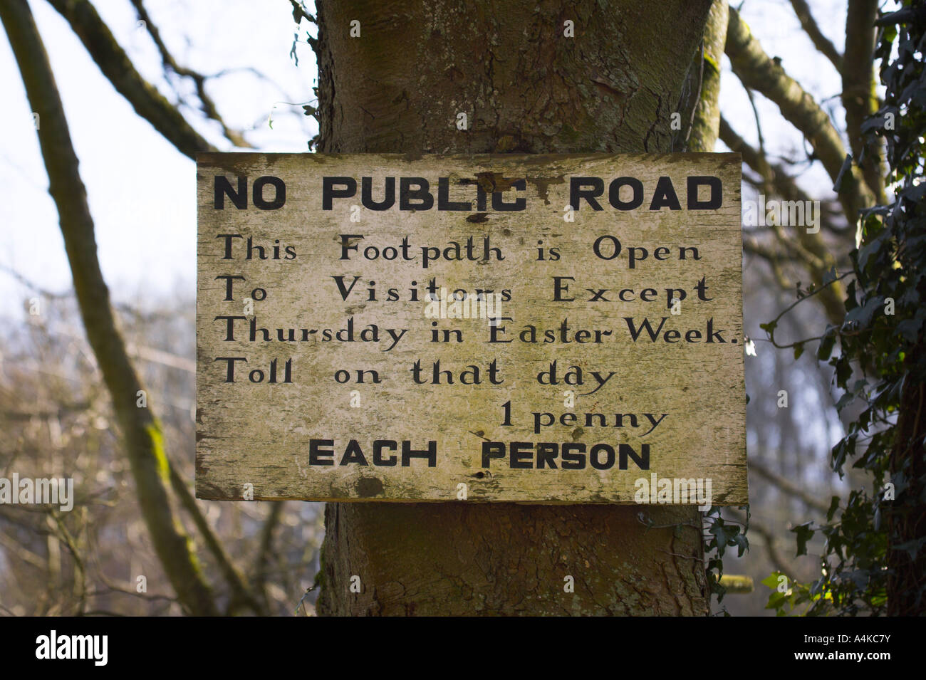 Historic Sign on footpath in Lathkill Dale in the Peak District in Derbyshire Stock Photo