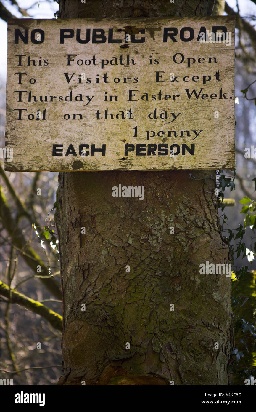 Historic Sign on footpath at Lathkill Dale in the Peak District in Derbyshire Stock Photo