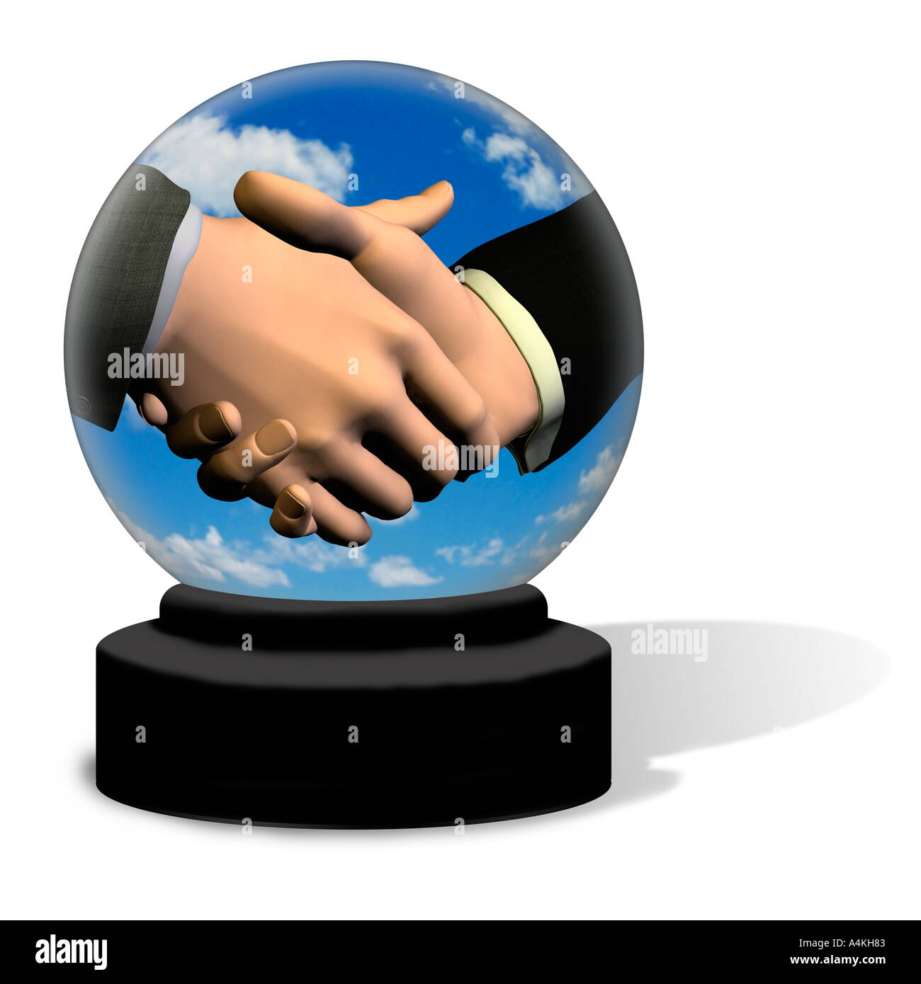 Crystal ball depicting businessmen shaking hands Stock Photo - Alamy