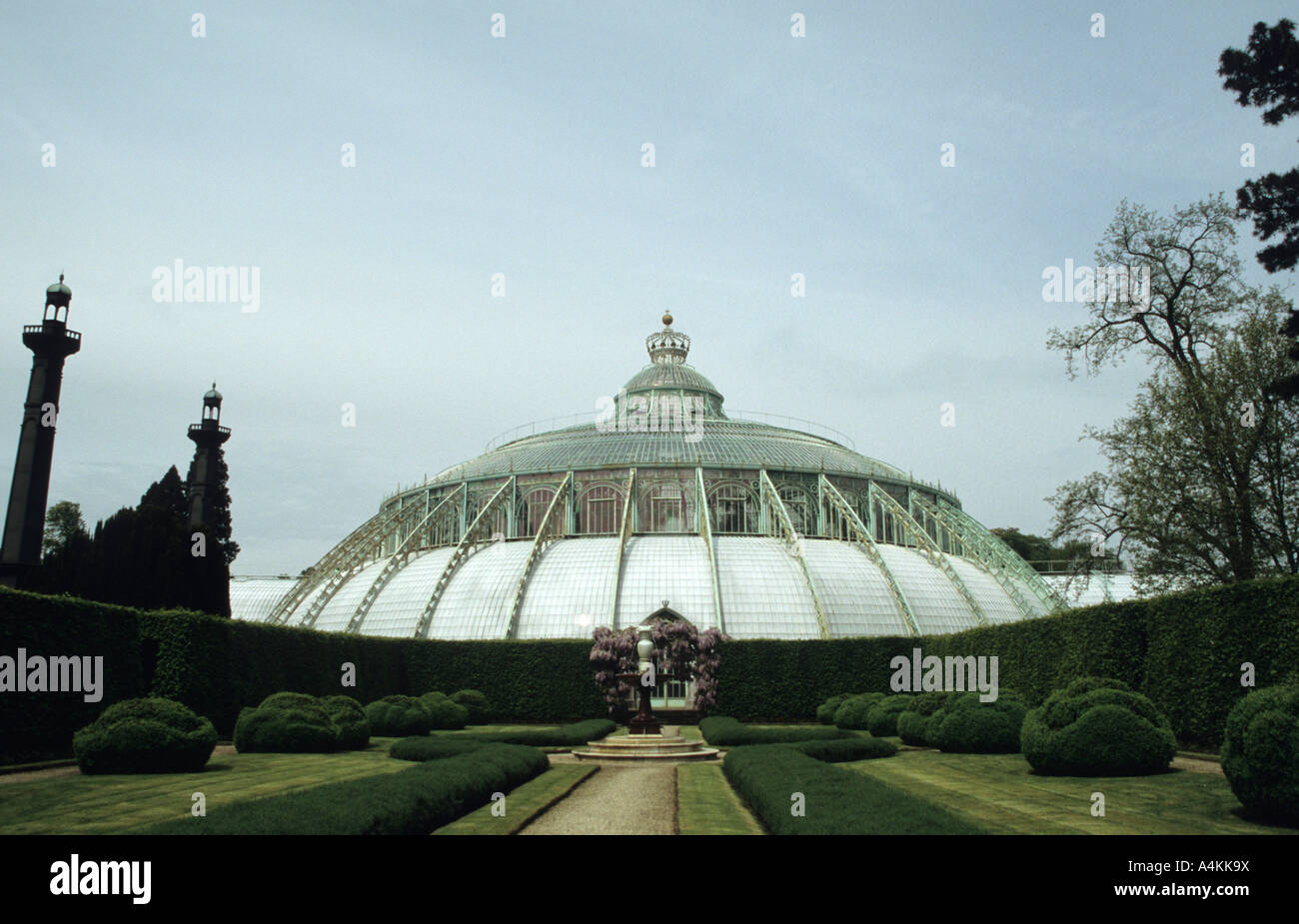 Royal gardens of in Brussels belgium or the Serres Royales de Laeken Stock Photo