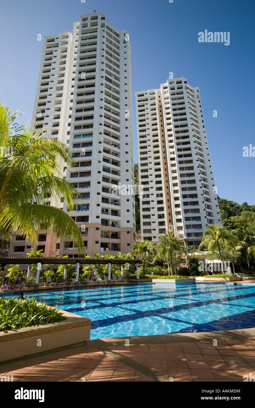 High rise condominium apartments Batu Ferringhi Penang Stock Photo Alamy