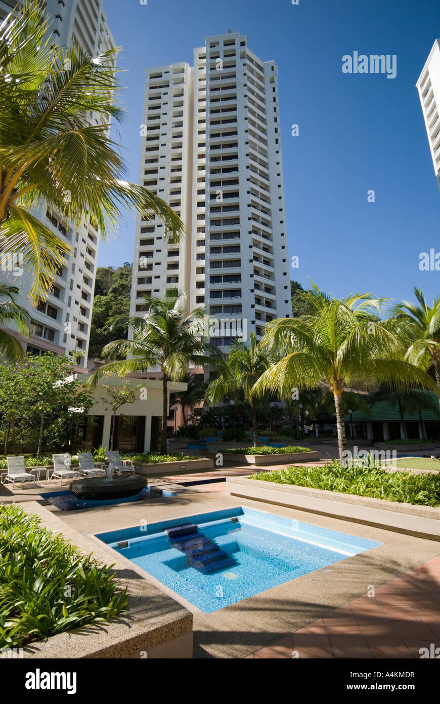 High rise condominium apartments Batu Ferringhi Penang Stock Photo Alamy