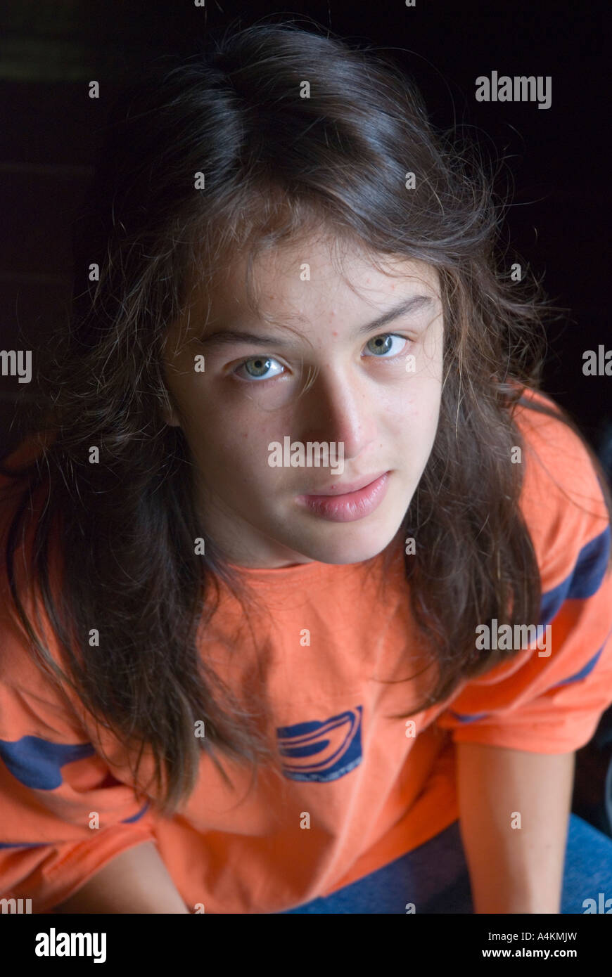 A fourteen year old boy with clean long hair Stock Photo Alamy
