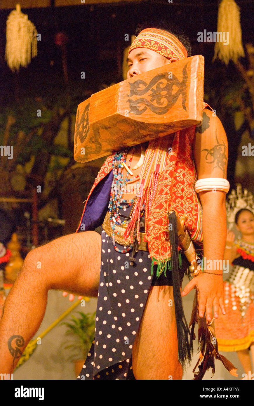 Iban dancer performing at the Sarawak Cultural Centre Stock Photo
