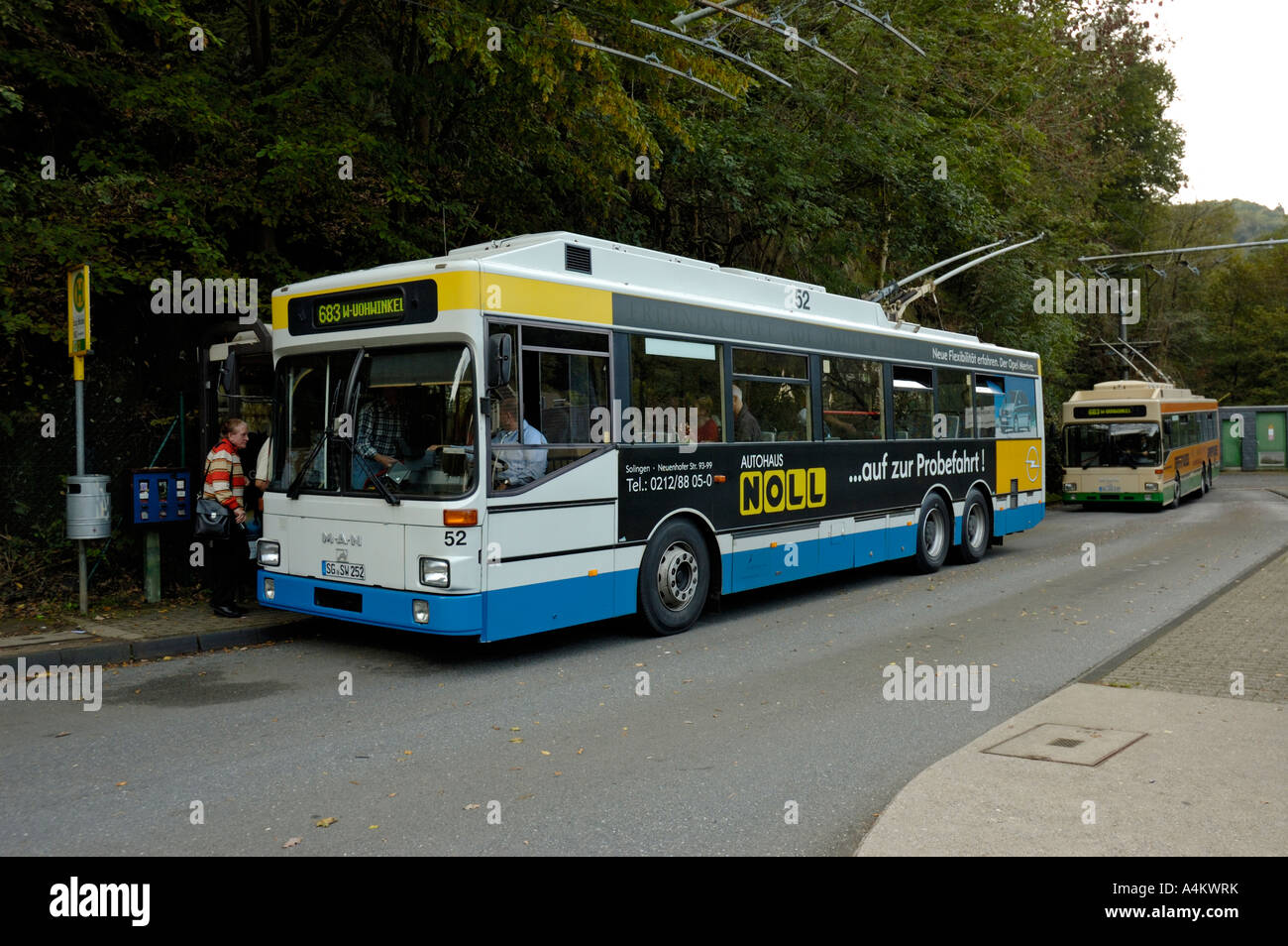Trolley buses at the turntable at Solingen Burg, Germany. Western
