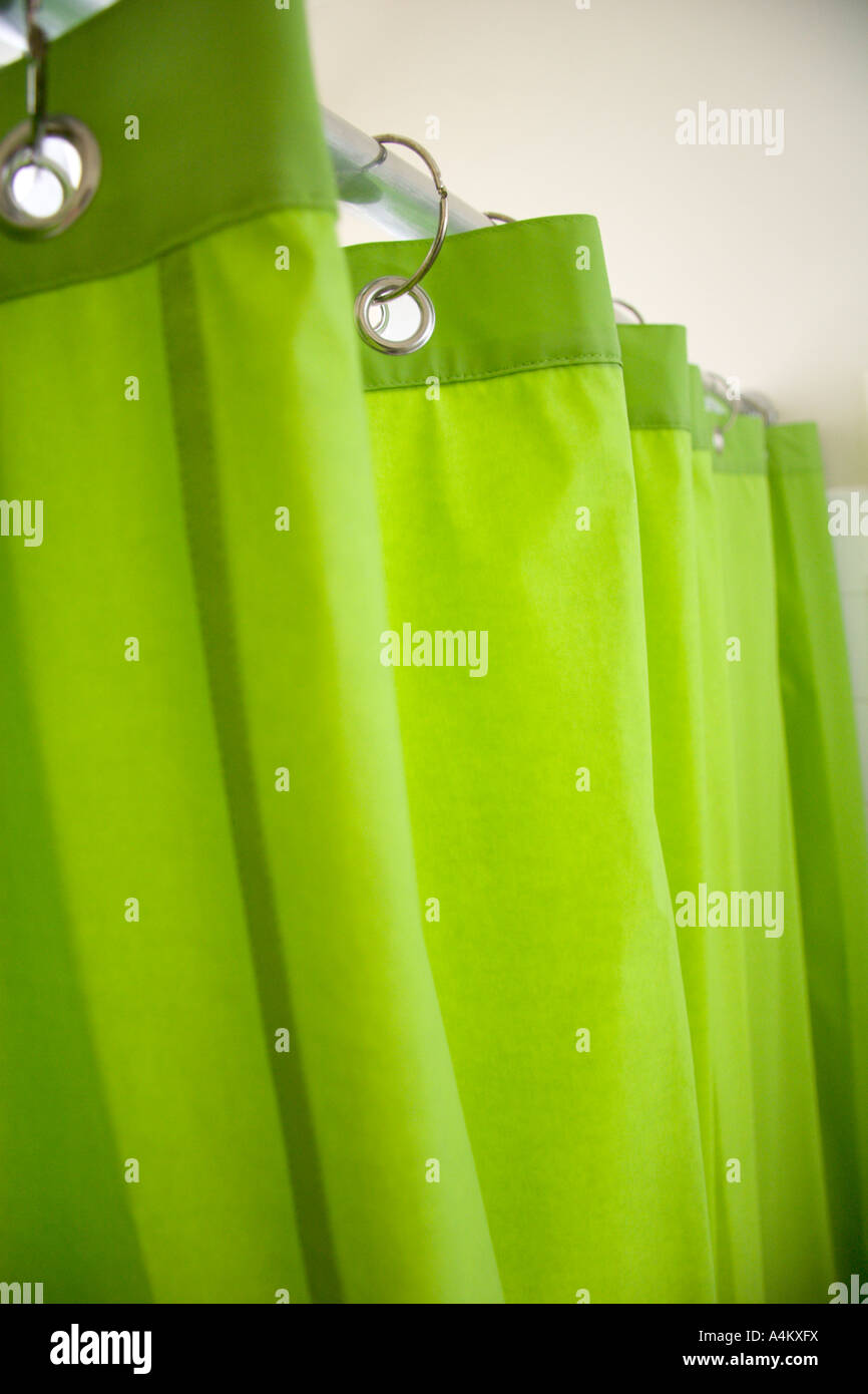 Green shower curtain Stock Photo - Alamy