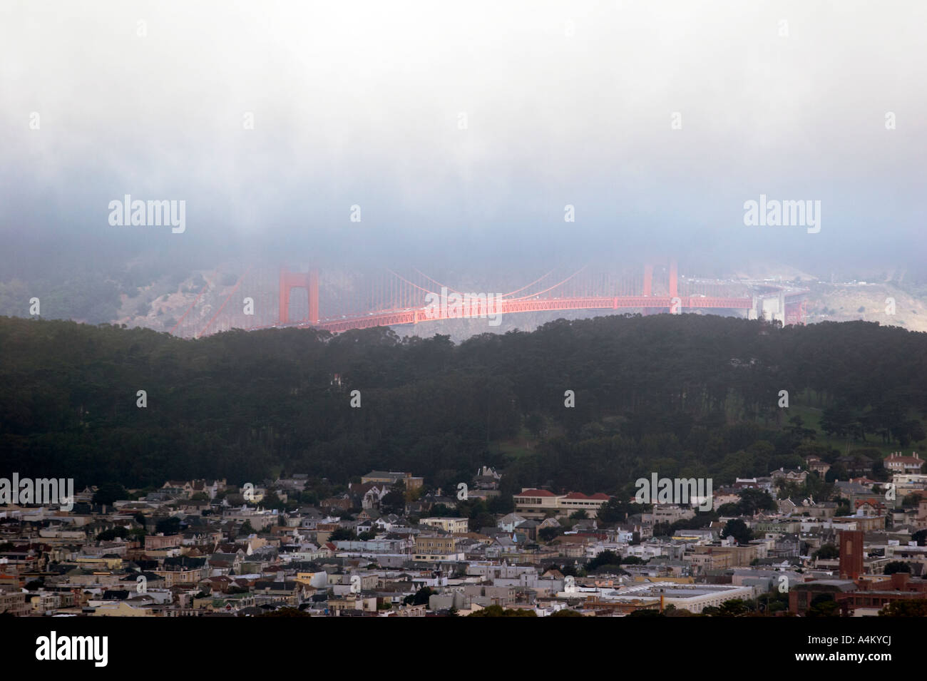The view of downtown San Francisco from Twin Peaks, Golden Gate Bridge