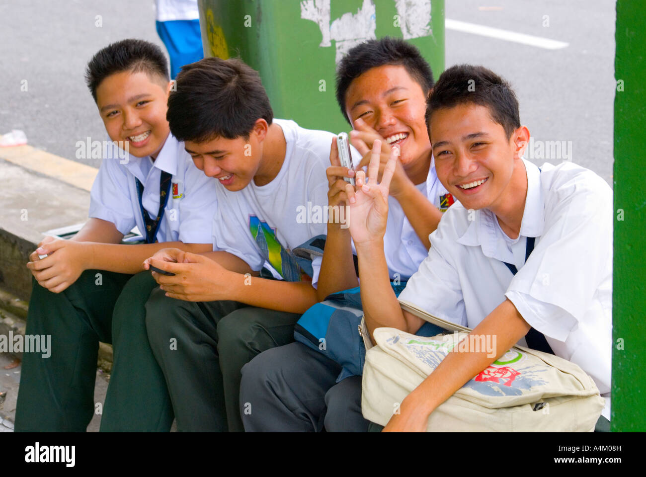 Schoolboys from a Christian high school in Kuching Sarawak Malaysia Stock Photo