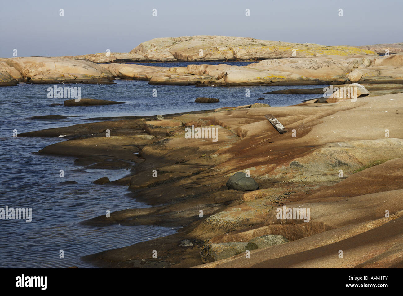Granite flat rocks in archipelago outside Smogen in Bohuslan, Sweden ...