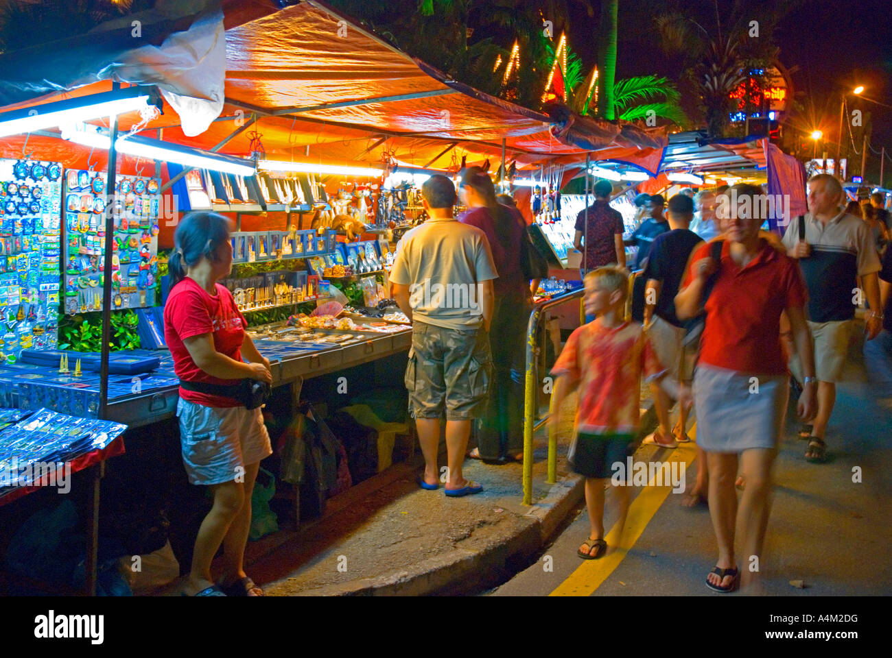 The famous Batu Ferringhi night market in Penang, Malaysia Stock Photo