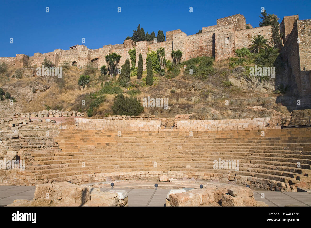 Malaga Costa del Sol Spain The Moorish Alcazaba and Roman theatre Stock Photo
