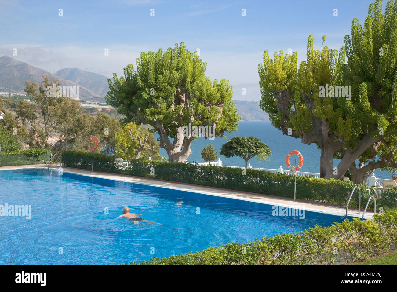 Nerja Costa del Sol Malaga Province Spain Swimming pool at National Parador Stock Photo