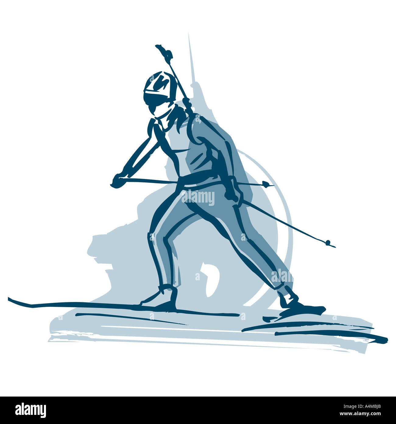 Лыжник на белом фоне