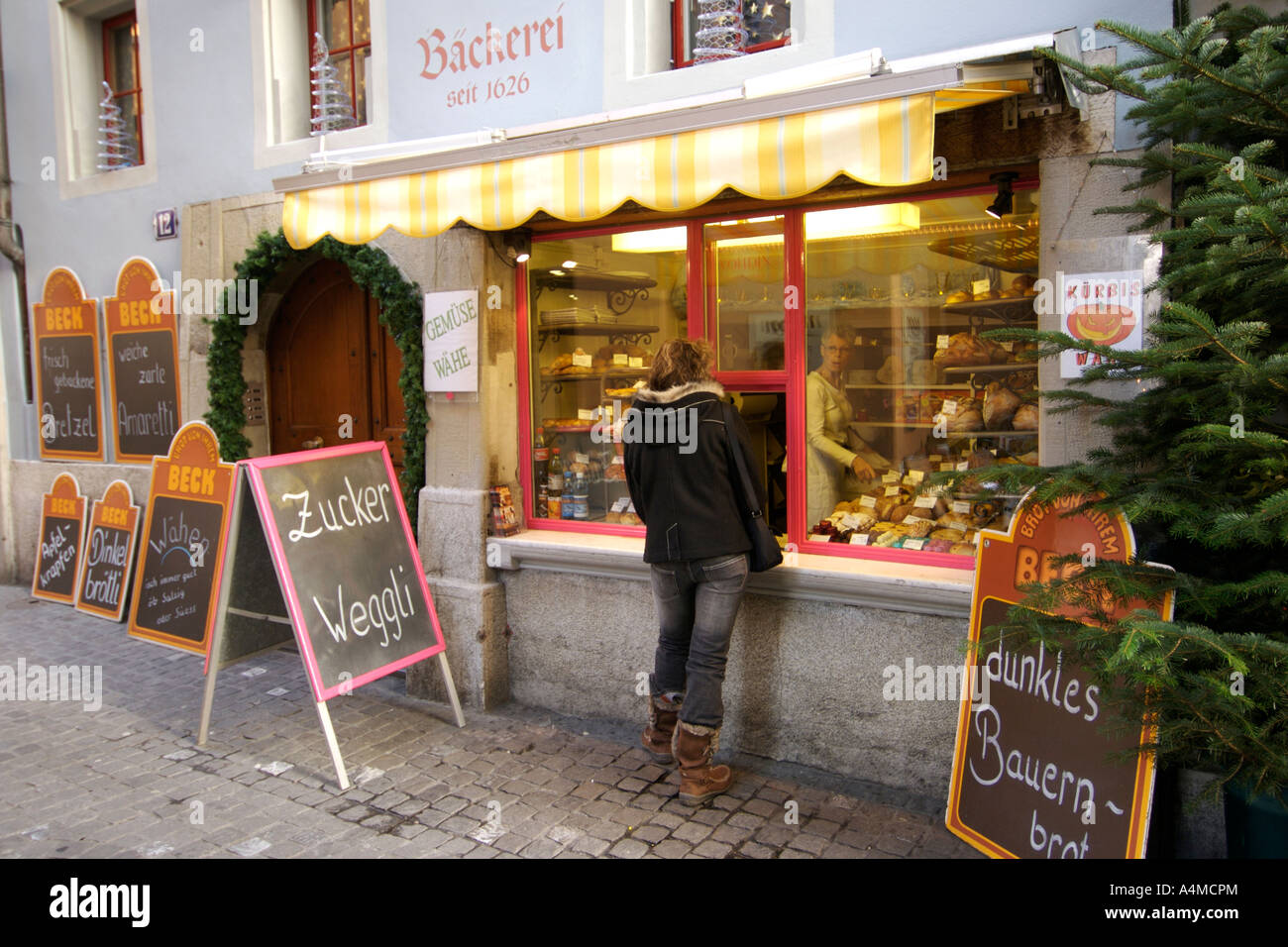 Small bakery in the old town of Zürich Switzerland Stock Photo Alamy