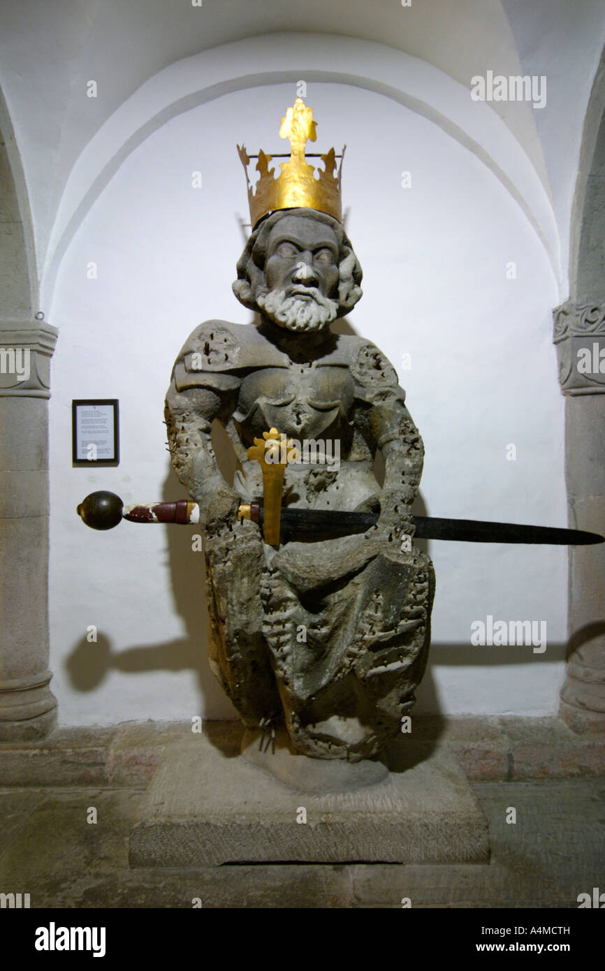 Statue of Charlemagne in the crypt of Grossmünster church in Zürich Switzerland. Stock Photo