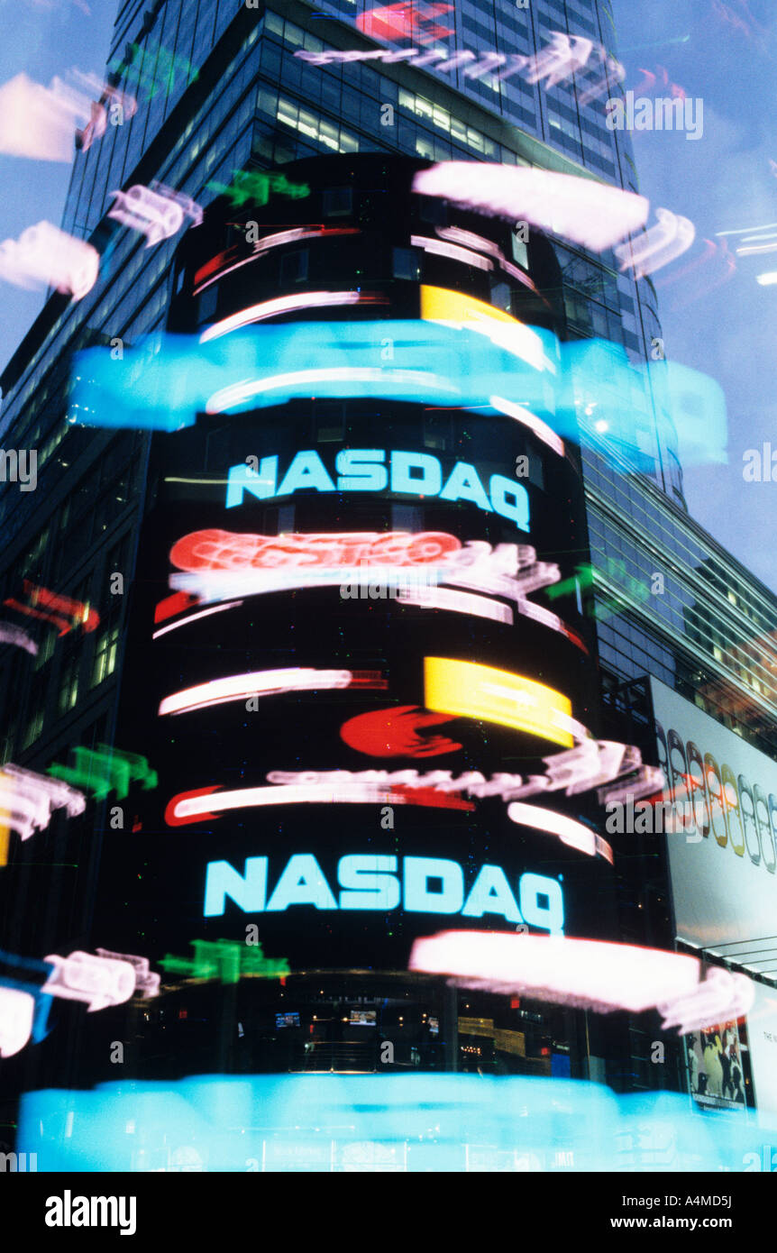 NASDAQ SIGN IN TIMES SQUARE, MOTION EFFECT Stock Photo - Alamy