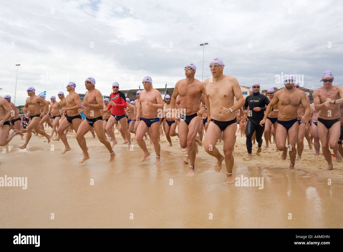 Swim race on Bondi Beach - Sydney, New South Wales, AUSTRALIA Stock Photo