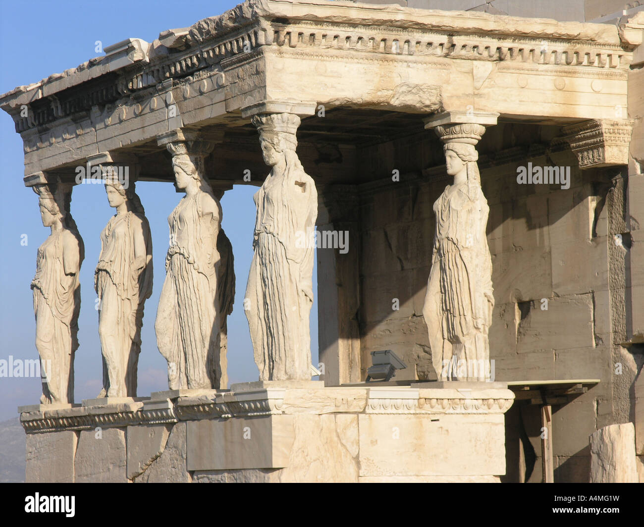 Cariatids of Erechtheum temple Akropolis Athens Greece Stock Photo
