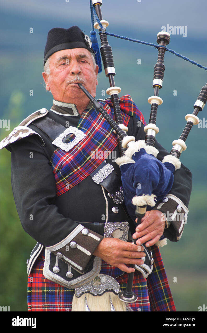 Man playing Bag Pipes Scotland Stock Photo