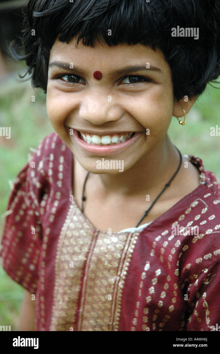 Girl in Jungle near backwaters in Kerala India Stock Photo