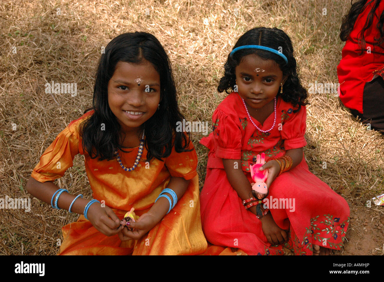 Two Indian girls at religous event in Kerala India Stock Photo - Alamy