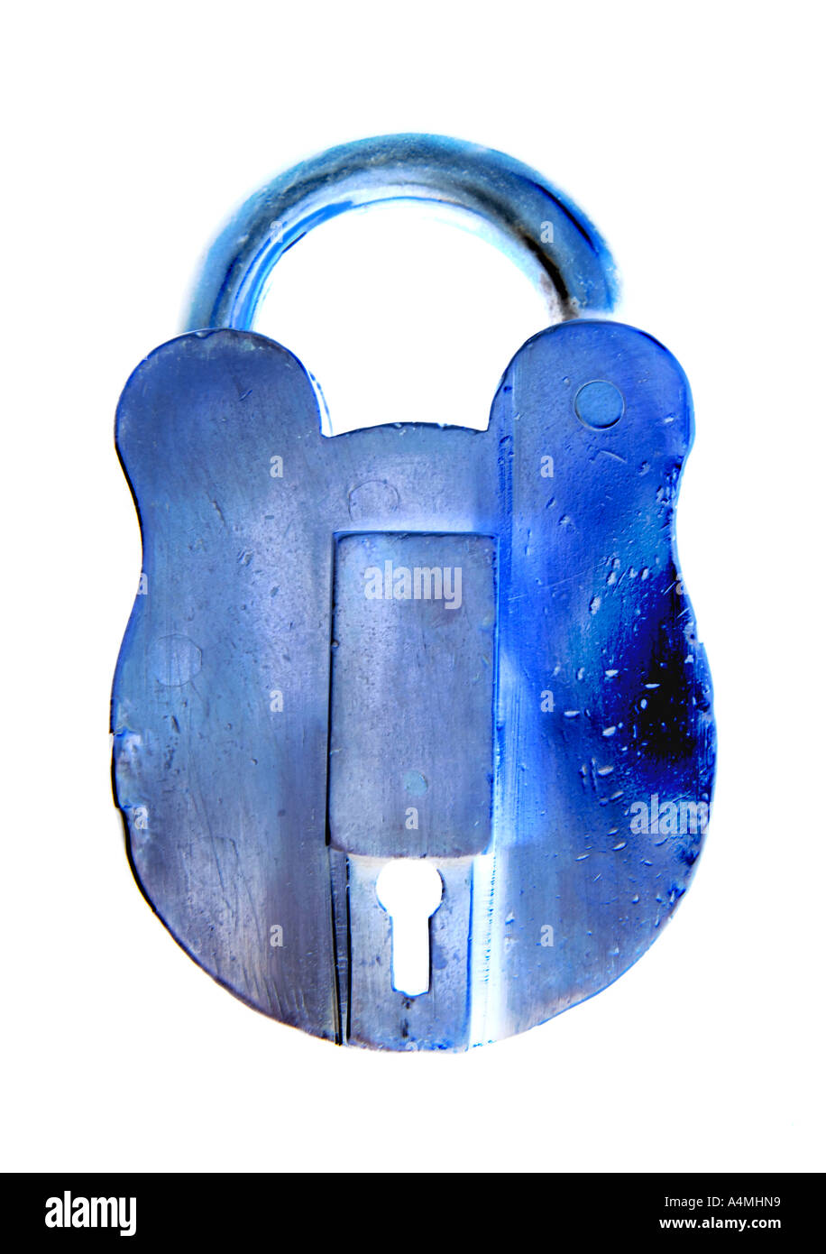 Blue padlock on white background Stock Photo - Alamy