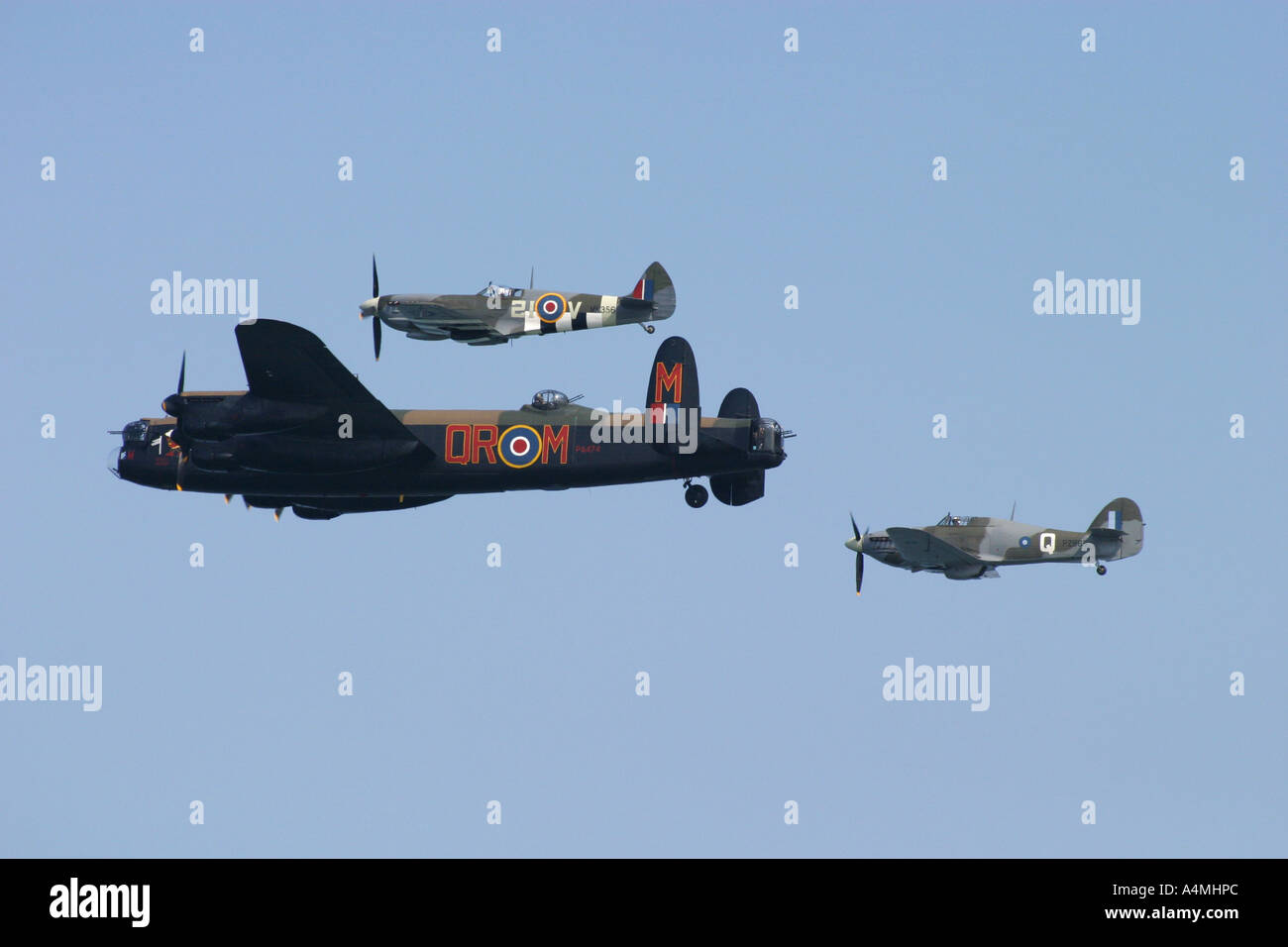 RAF Battle of Britain Memorial flight Lancaster Spitfire Hurricane Stock Photo