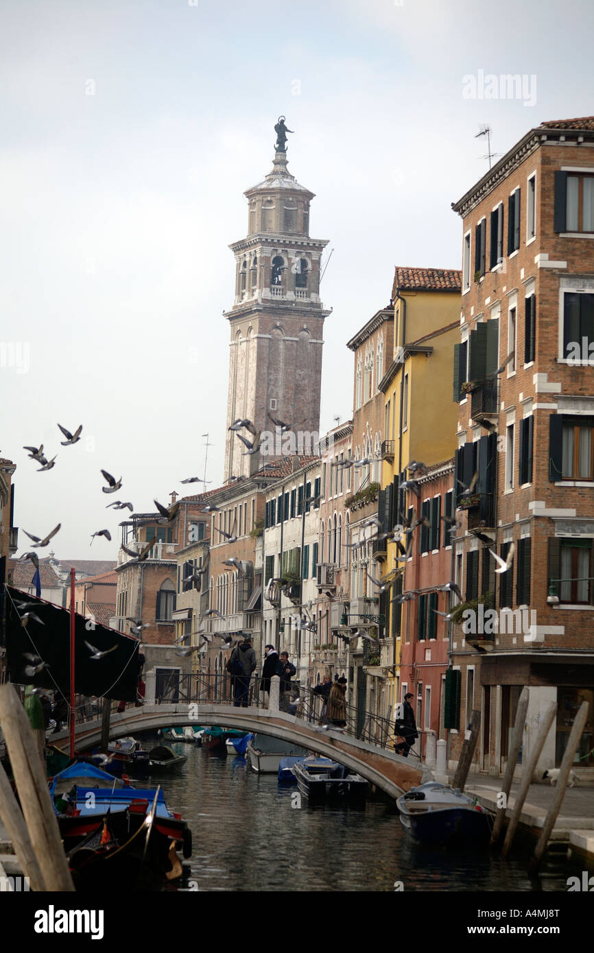 Canal and campanile. San Marco, Venice, Italy Stock Photo