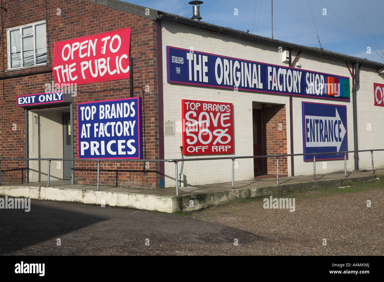 The Original Factory shop or so claims a factory shop in Harleston, Suffolk, England Stock Photo