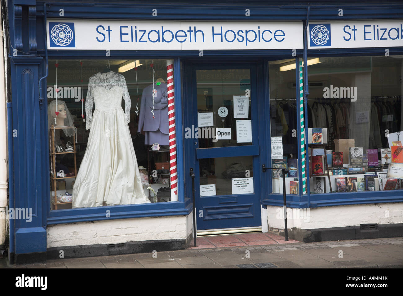 St Elizabeth Hospice charity shop window display Saxmundham, Suffolk