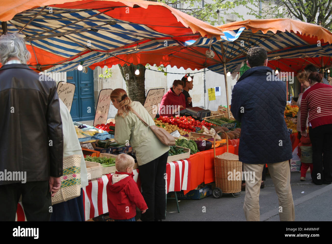 Vegetable market in Fontenay le Comte, Vendee France Stock Photo