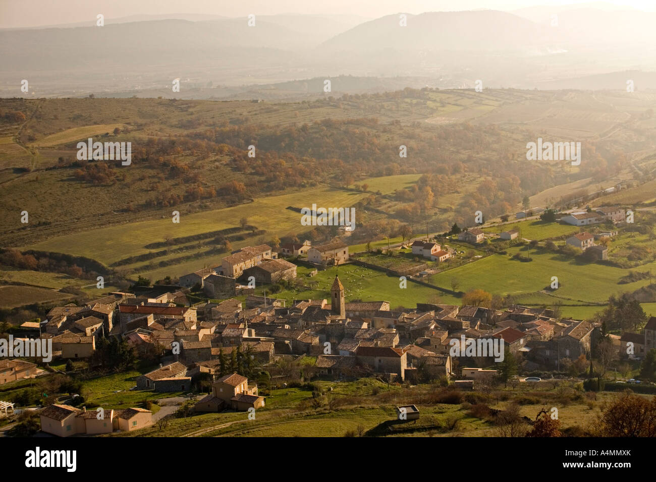 An aerial view of the Saint Pons village (Ardeche France). Vue