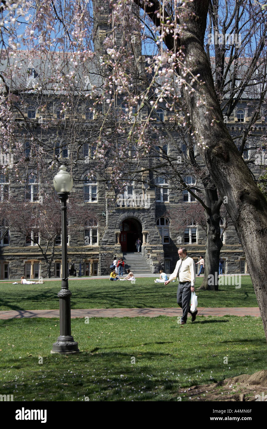 College professor walks across campus of Georgetown University in ...