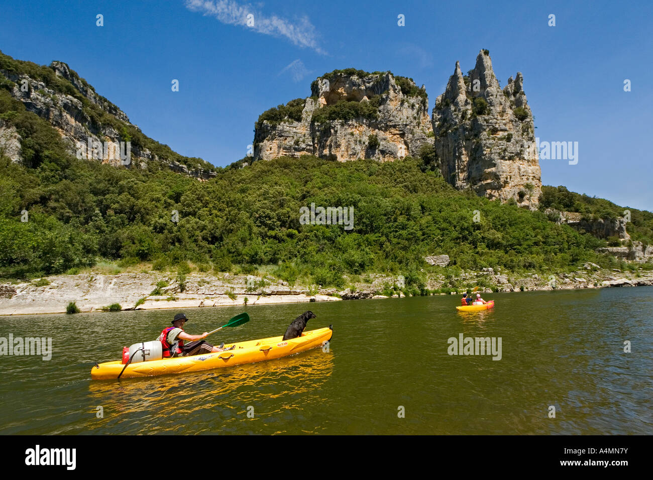 Going down the of the Ardeche river in a canoe (France). Descente des de l'Ardèche